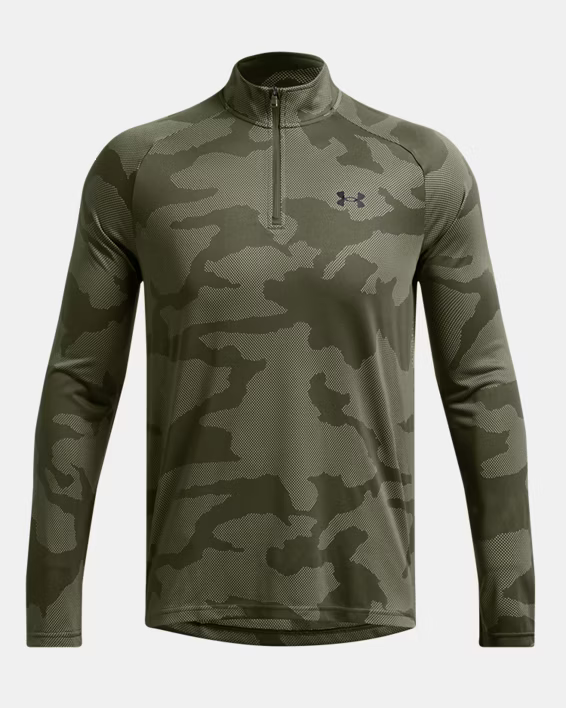 UA JACQUARD VELOCITY 1/2 ZIP - KHAKI